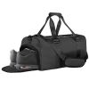 YSSOA Gym Bag for Women and Men, Waterproof Duffel Bag Shoes Compartment, Lightweight Carry, Black, 19 Inch