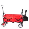 folding wagon Collapsible Outdoor Utility Wagon, Heavy Duty Folding Garden Portable Hand Cart, Drink Holder, Adjustable Handles