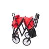 folding wagon Collapsible Outdoor Utility Wagon, Heavy Duty Folding Garden Portable Hand Cart, Drink Holder, Adjustable Handles