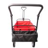 folding wagon Collapsible Outdoor Utility Wagon, Heavy Duty Folding Garden Portable Hand Cart, Drink Holder, Adjustable Handles