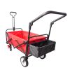 folding wagon Collapsible Outdoor Utility Wagon, Heavy Duty Folding Garden Portable Hand Cart, Drink Holder, Adjustable Handles