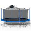 14FT Trampoline for Adults & Kids with Basketball Hoop, Outdoor Trampolines w/Ladder and Safety Enclosure Net for Kids and Adults,Double-side Color co