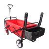 folding wagon Collapsible Outdoor Utility Wagon, Heavy Duty Folding Garden Portable Hand Cart, Drink Holder, Adjustable Handles