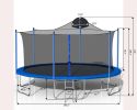 14FT Trampoline for Adults & Kids with Basketball Hoop, Outdoor Trampolines w/Ladder and Safety Enclosure Net for Kids and Adults,Double-side Color co