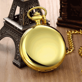 Retro Double-Sided Light Quartz Pocket Watch (Option: Golden-Hanging chain)