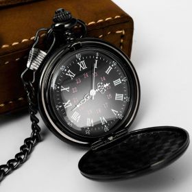 Retro Double-Sided Light Quartz Pocket Watch (Option: Black-Blackfaced)