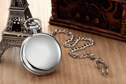 Retro Double-Sided Light Quartz Pocket Watch (Option: Silver-Waist chain)