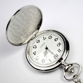 Retro Double-Sided Light Quartz Pocket Watch (Option: Silver-Hanging chain)