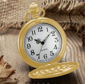 Retro Double-Sided Light Quartz Pocket Watch (Option: Golden-Blackfaced)