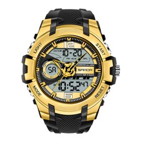 Men's Large Dial Waterproof Watch Personality Electronic Watch Fashion Trend (Option: Black gold)