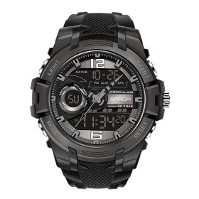 Men's Large Dial Waterproof Watch Personality Electronic Watch Fashion Trend (Option: All black)