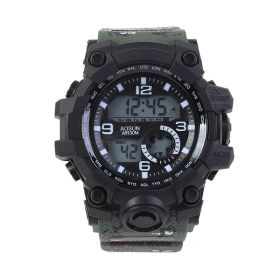 Watch Female Round Korean Style Simple Waterproof Sports Electronic (Color: Green)