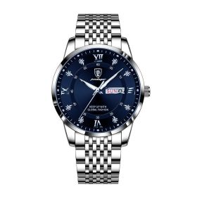 Waterproof Luminous Calendar Korean Quartz Watch (Option: Natural blue surface)