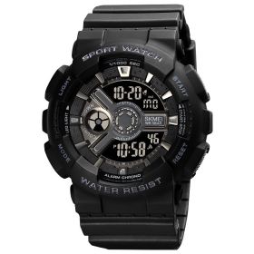 Youth Sports Watch Male Multi-function Waterproof Student Electronic Watch (Option: Black-Man)