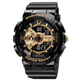 Men's Watch Casual Waterproof Outdoor Luminous (Option: Black gold)