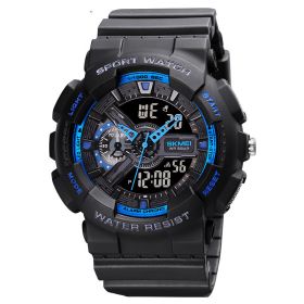 Men's Watch Casual Waterproof Outdoor Luminous (Option: Black blue)