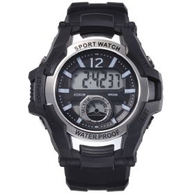 Fashion Casual Couple Electronic Watch Student (Option: Black and silver)