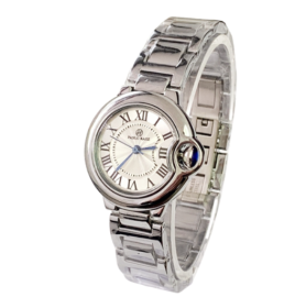 Men Fashion Steel Band Watch Quartz Strap (Option: Ladies No Date White Dial)