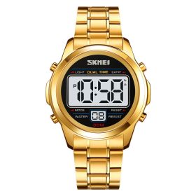 Men's Watch Multifunctional Waterproof Luminous Electronic (Option: Gold Shell White Machine)