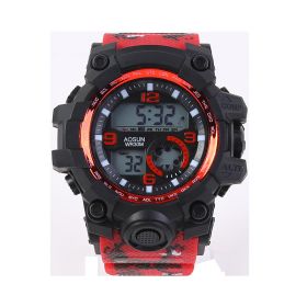 Watch Female Round Korean Style Simple Waterproof Sports Electronic (Color: Red)