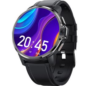 Call Location Heart Rate Large Screen Dual System 4G Smart Watch (Option: Black leather strap-1and16G)