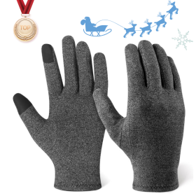 Winter Gloves Thermal Touch Screen Thermal Windproof Warm Gloves 1Pc Arthritis Gloves Woman Rheumatoid Magnetic Therapy Glove (Color: Gray, Gloves Size: L)