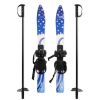 Snow Ski and Pole Set with Bindings 25.6" Ski Boards for Kids Age 2-4 Beginners, Blue