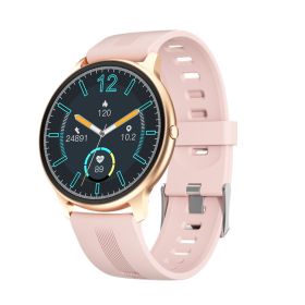 Smart Watch 1.28 Full Circle Full Touch Dynamic Heart Rate Dial Download IP68 Waterproof (Color: Pink)