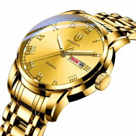 Korean Style Trendy Quartz Men's Waterproof Watch (Color: Gold)