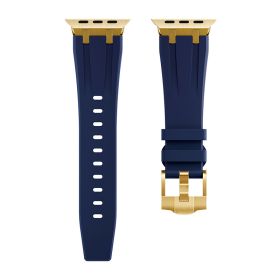 For Apple Watch Ultra Watch Strap Liquid Silicone (Option: 14 Gold Blue-42or44or4549MM)