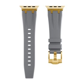 For Apple Watch Ultra Watch Strap Liquid Silicone (Option: 12 Gold Gray-42or44or4549MM)